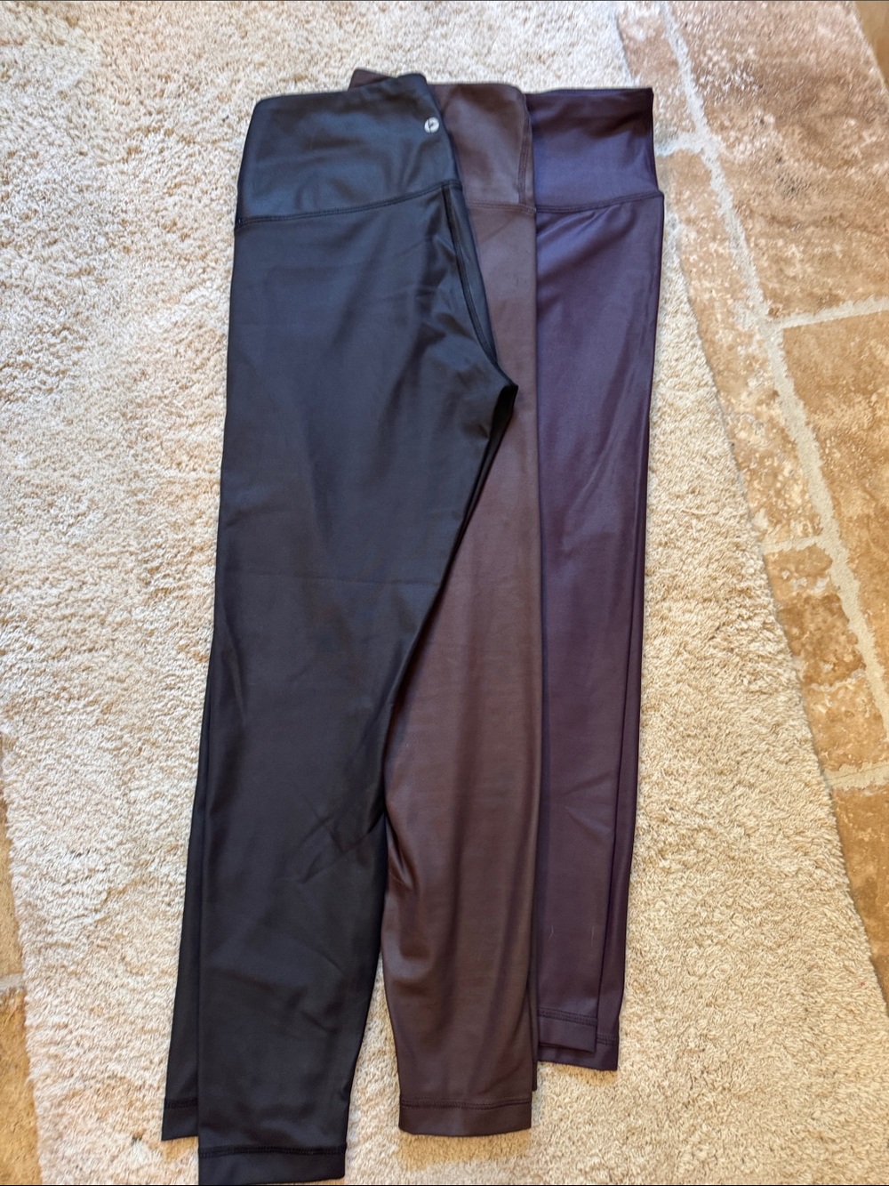 Lululemon Three-Pair Legging Set in Black, Deep Brown, Wine